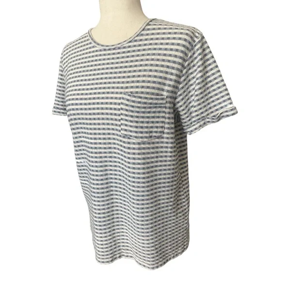 Native Youth Blue/White Gingham Unisex T Shirt M - Picture 3 of 9
